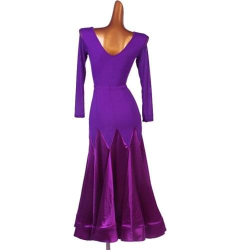 Ballroom Dance Dress Female Adult Purple Performance Girl Ballroom Dancewear Elegant Shirt Waltz Dancing Skirt Suit