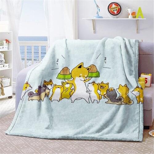 3D Print Sofa Bedding Patterned Office Harajuku Winter Shiba Inu Dog Blanket Cute Dog Bedspread Baby Travel soft Outing Throws