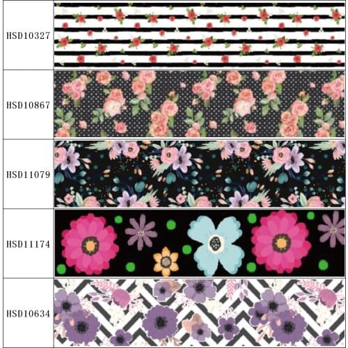 22MM 25MM 38MM 50MM 75mm Printed Pattern on Grosgrain Ribbon for diy ribbon