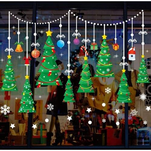 Tronzo Merry Christmas Stickers Decorations For Home Santa Claus Deer Wall Window Stickers Xmas Gift Navidad Ornaments New Year