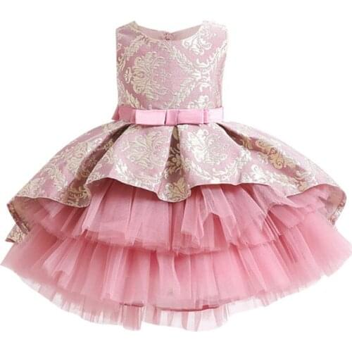 Christmas Autumn Flower Girls Beading Tutu Princess Dress Kids Dresses For Girls Wedding Party Dress Children Clothing 3-10 Age
