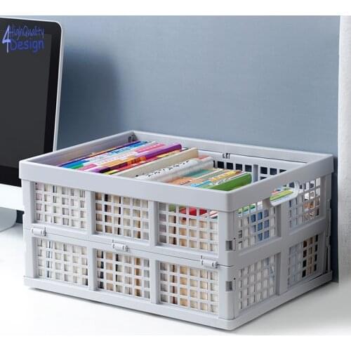 Collapsible Box Household Student High School Classroom Storage Books Sorting Debris Basket Office Stationery Case Save Space