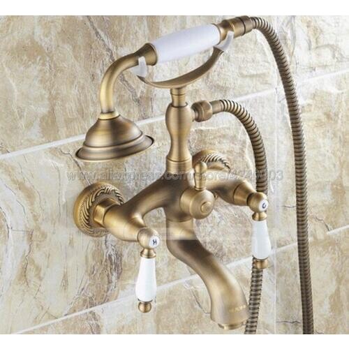 Bathtub Faucets Telephone Style Tub Mixer Taps Dual Handle Bathroom Bath Shower Faucet with Handshower Ktf022