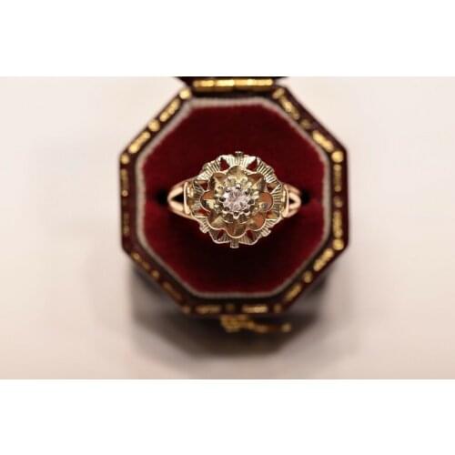 ANTIQUE ORIGINAL 18K GOLD NATURAL DIAMOND DECORATED PRETTY AMAZING RING