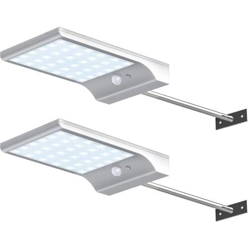 3528 36 LEDs Solar Gutter Lights Wall Sconces with Mounting Pole Outdoor Motion Sensor Detector Light Security Lighting