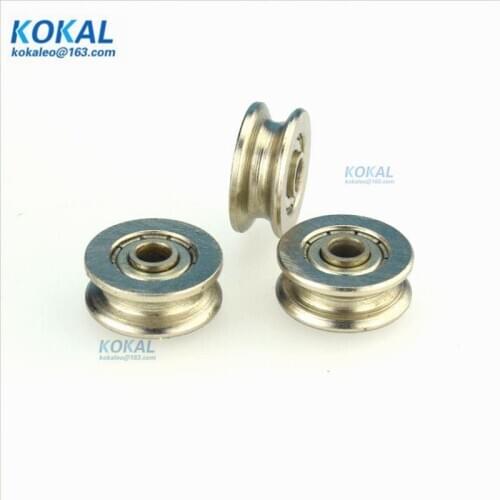 [U0418-7]1PCS U groove type nickel plate Gcr15 chrome steel sliding u type roller wheel DIY tools pulley 0418U 4*18*7mm