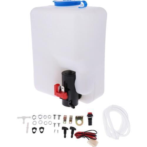 Universal 12V Windshield Wiper Washer Fluid Bottle Windscreen Water Reservoir tank Hose Jet Switch Full Set