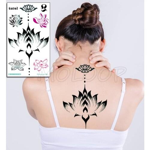 Temporary Tattoo Sticker Lutous Flower Plant Fake Tatoo Flash Tatto Waterproof for Women Men Body Art