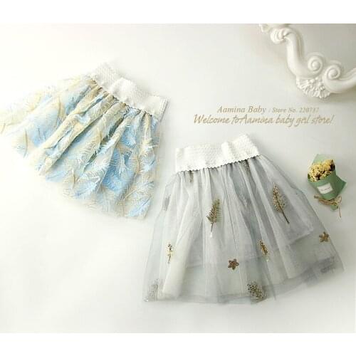 Feather Sequined Embroidery Princess Toddler Baby Girls Tutu Skirt Pettiskirt for kids summer Tulle Dance Skirts For 1-10 Years