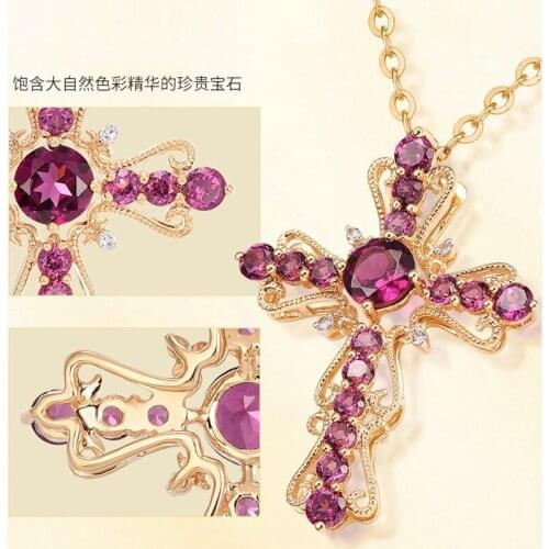 14K Yellow/rose Gold Necklace Pendants for Women Ruby Gemstone Wedding Pure Topaz Gemstone Ruby Bizuteria Pendant 14K Necklaces