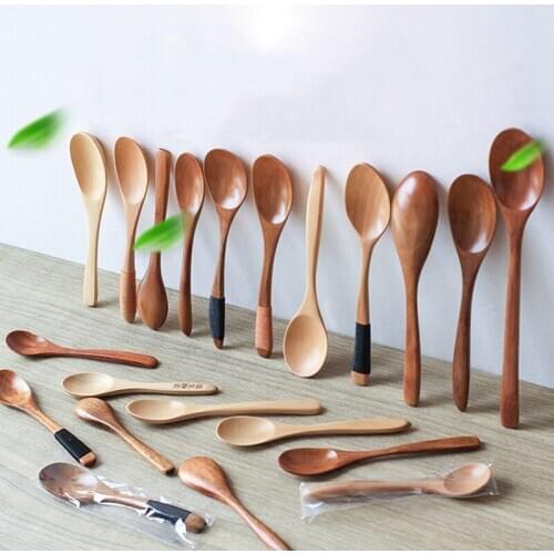 1PC New Japanese Style Wood Spoon Kid Soap Spoon Tablespoon Pudding Honey Coffee Spoon Children Tableware Kitchen Supplies