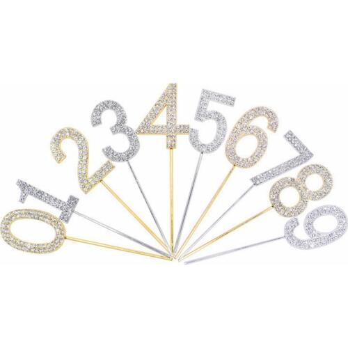 1Pc Gold Silver Diamond-studded Number 0-9 Cake Topper for Birthday Party Decoration Wedding Cake Decorations Cupcake Toppers