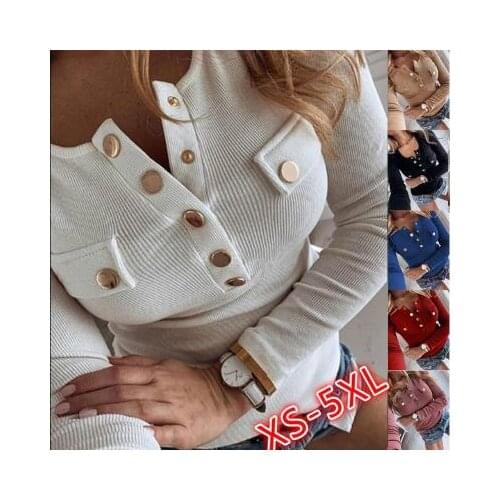 2020 NEW Spring Women Shirts Blouse Women Long Sleeve Tops Elegant Button Female Plus Size Sexy V-Neck Slim Pullovers Tops Women