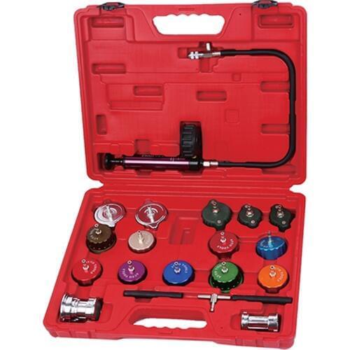 21pcs Radiator Tester of Automotive Cooling System Radiator Pressure Tester Pump Gauge Adapter