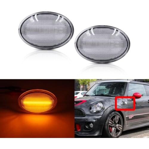2x Fits For Mini Cooper R56 R57 Clubman R55 Coupe R58 Roadster R59 Clear Amber Front Led Side Marker Lights Turn Signal Lamps