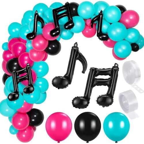 Black Rose Blue Color Latex Balloon 125pcs Suit Video Theme Music Party Arrangement Musical Note Foil Ball Supplies