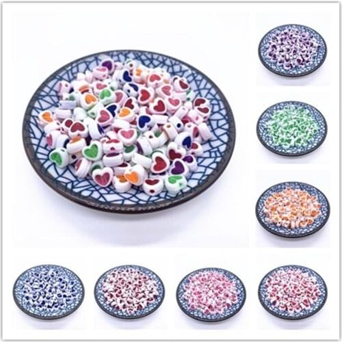 50pcs 8mm Heart Beads Acrylic Spacer Beads Fit Jewelry Making DIY Bracelet Jewelry Accessories