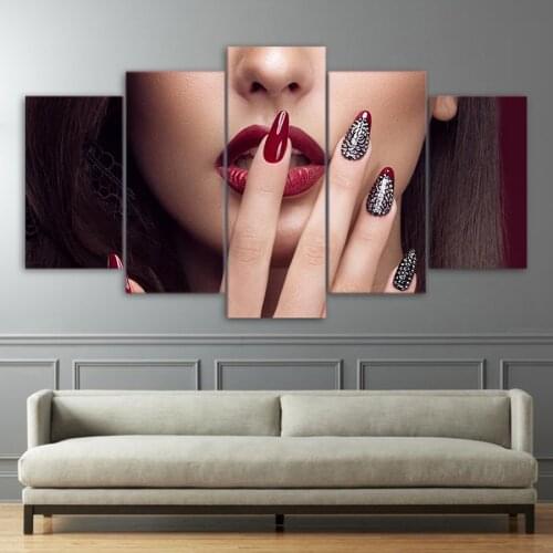 Decorative pictures 5 pieces Sexy Woman Lip Poster Modular Paintings on the Wall Wedding Decoration Canvas Prints