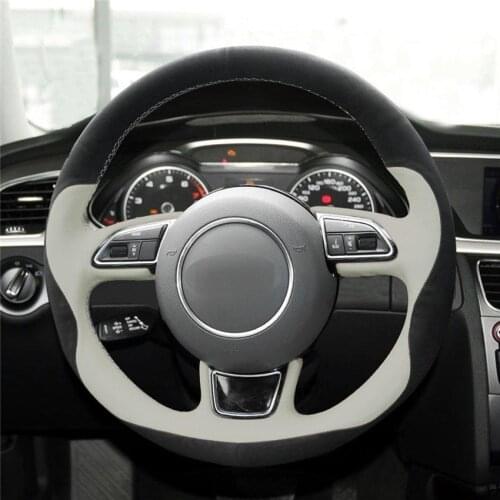 Diy for audi a1 a3 a5 a7 black beige suede leather steering wheel wrap cover automotive interior car accessories Auto parts