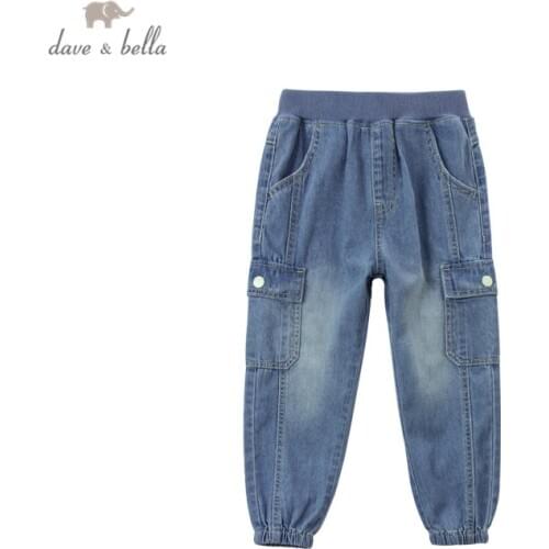 DKX17185-2 dave bella spring 5Y-13Y kids boys fashion solid pockets pants children boutique casual full-length pants