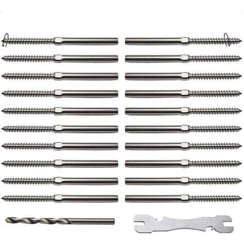 T316 Stainless Steel 3/16"Cable Railing Hardware, for Wood Posts Stair Deck Post DIY Baluster, Swage Lag Screws Left & Right