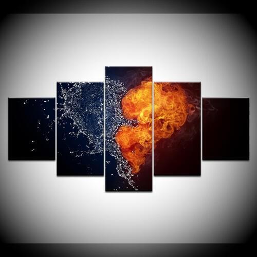 HD Printed Flame Heart-shaped Water Wall Canvas Art Pictures Painting For Living Room Home Decor Modern Canvas Art Frame Artwork