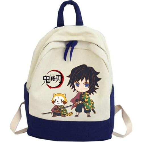 Demon Slayer Animation Peripheral Male and Female Gifts for Student Canvas School Bag Korean Backpack High Quality Fabric