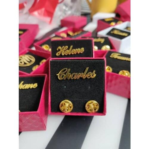 Personalized Customized Letter Name Lapel Pin Brooches Stainless Steel Nameplate Gold Siliver Rose Gift Brooch Pins Men Women