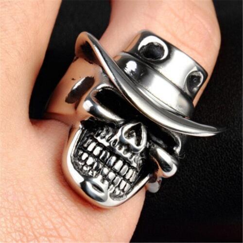 Stainless steel ring Mens accessories wholesale Alternative cowboy hat skull ring