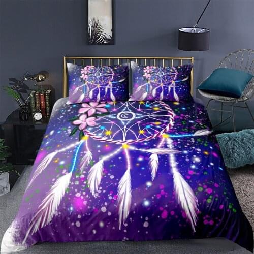 Purple Dreamcatcher Bedding Set Fantasy Fashion 3D Print Comforter Luxury Queen King Single Duvet Cover Set Home Textile Modern