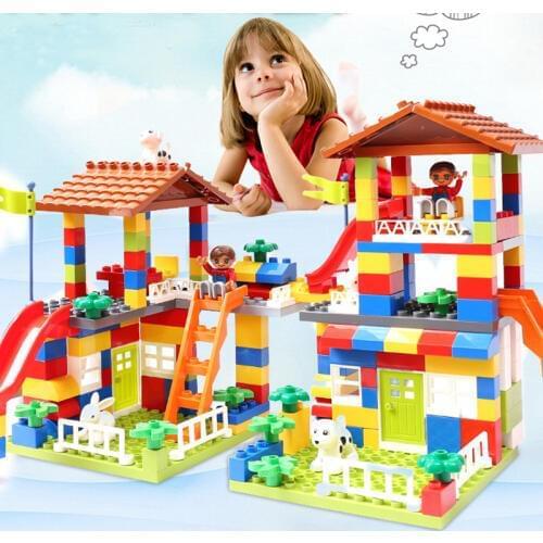 89ps DIY Colorful City House Roof Big Particle Building Blocks Castle Educational Toy for Children Compatible big brand