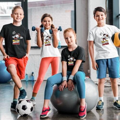 Summer New Products Kawaii Kids T-shirts Dropship Fashion Disney Black White Tees Mickey Mouse Head Printing Outdoor Comfort Top