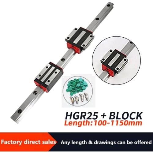 1PC Linear Rail Guide HGR25 +1PC /2PCS HGH25CA/HGH25HA/ HGW25CC/HGW25HALinear Narrow/Flange carriges Sliding Block cnc parts