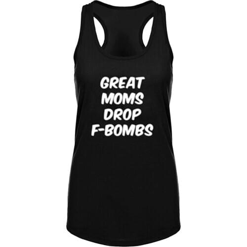 Lyprerazy Womens Great Moms Drop F - Bombs Crossfit Fitness Workout Racerback Tank Tops Summer Funny Letter Print Tank Top