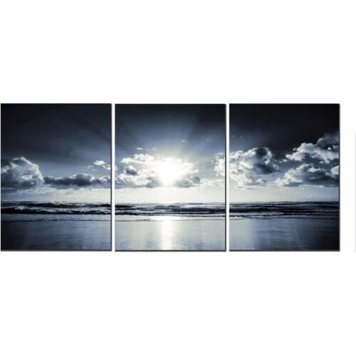 3 panels The Black White Sea Canvas Prints wall art Landscape Cuadros Wall Pictures for Living Room Home Decoration with Framed