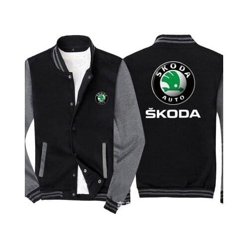 2020 NEW Fashion Men Baseball Jacket for Skoda Logo Sportswear Casual Sweatshirt Hip Hop Harajuku Unisex Uniform 3 Colors