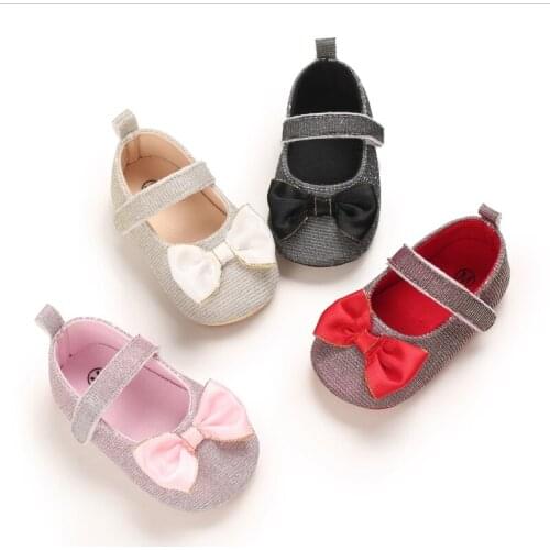 Newborn Baby Girls Princess Bowknot Shoes Infant Kid Soft Sole No-Slip First Walkers Prewalkers Baby Shoes 0-18M