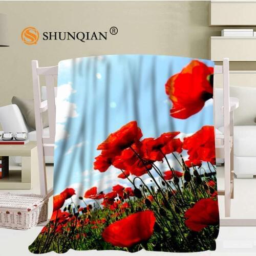 Custom Poppies Red Flowers Blanket Soft DIY Picture Decoration Bedroom Size 56x80Inch,50X60Inch,40X50Inch A7.10
