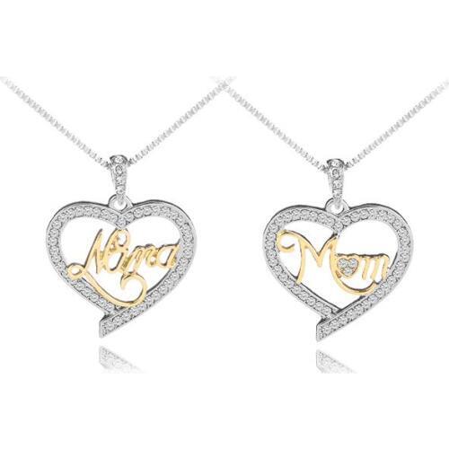 Love Mom Necklace Mothers Day Gift Mama Rhinestone Choker Snake Chain Necklace Female For Lady