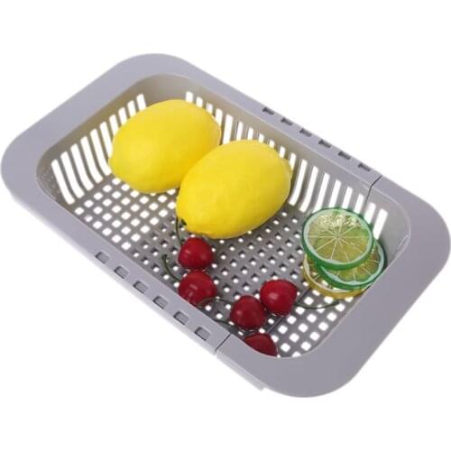 Adjustable Over Sink Dish Drying Rack Drainer Plastic Vegetables Fruit Basket Holder Kitchen Utensil F1CC