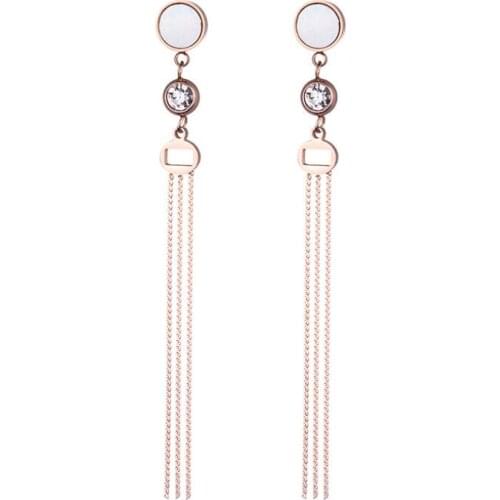 316L Stainless Steel Fashion Fine High-end Feast Accessories Zircon Geometry Tassel Drop Earrings For Women Piercing oorbellen