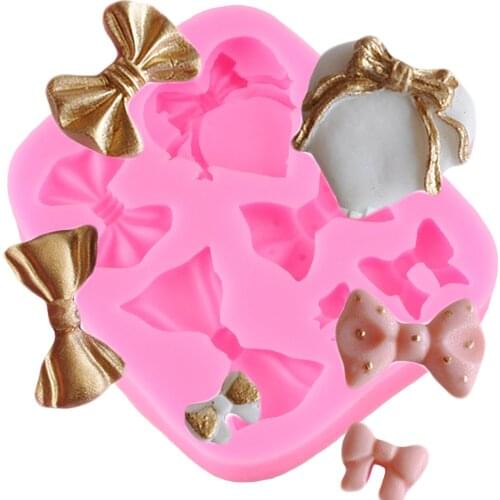 Bow Ribbon Silicone Mold Heart Shape Fondant Cake Decorating Tools DIY Party Cupcake Baking Molds Chocolate Candy Clay Moulds