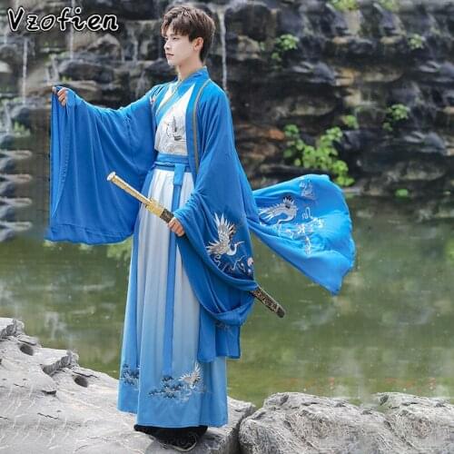 Ancient Chinese Traditional Hanfu Dress Embroidery Swordsman Cosplay Clothing Han Dynasty Tang Suit Cosplay Costumes Plus Size