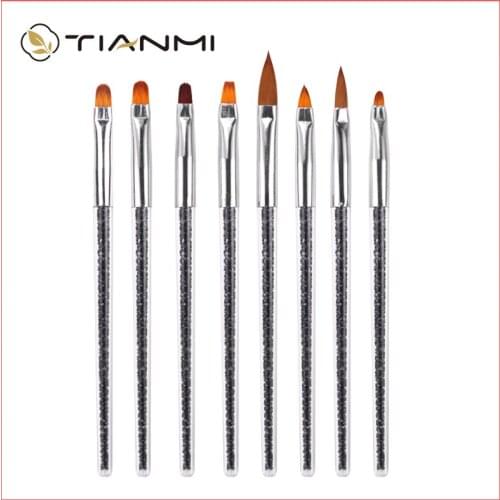 TIANMI Nail Brush Tool Black Diamond Pen Holder Professional Drawing Pen Acrylic Soft Nylon Hair Nail Accessories