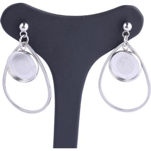 10pcs Stainless Steel Post Earrring Findings Studs Fit 12mm Cabochon Base Setting Trays diy bezels for earrings making supplies