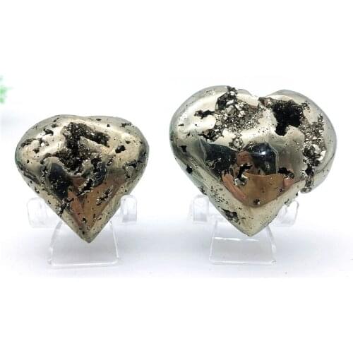 1pcs Natural Pyrite Heart Shape Quartz Crystals Raw and Mineral Healing Energy Stones Specimen Home Decor Gift