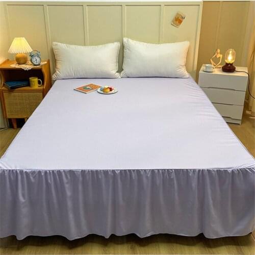 Cilected 1PC Solid Color Lotus Leaf Lace Bed Skirt One-Piece Home Decoration Mattress Protection Cover Bedspread Non-Slip Sheets