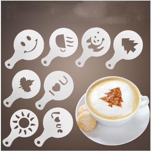 16PCS/Set Cappuccino Mold Fancy Coffee Printing Model Foam Spray Template Barista Stencils Cake Sugar Chocolate​ Coco Printing