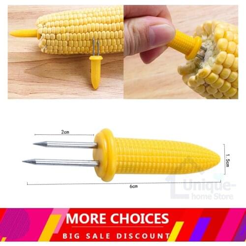 2 Pieces Of Stainless Steel Barbecue Corn Rack Reusable Outdoor Barbecue Hand Tool Needle Fork Safety Fruit Fork