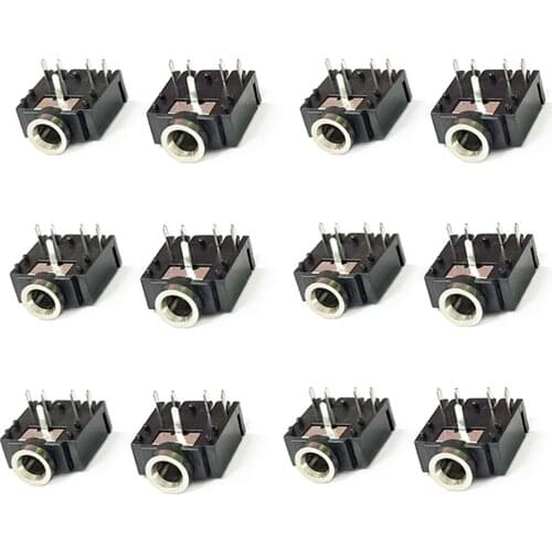20pcs 3.5 Headphone Jack PJ-306A Two-channel Stereo Rib Earphone Socket